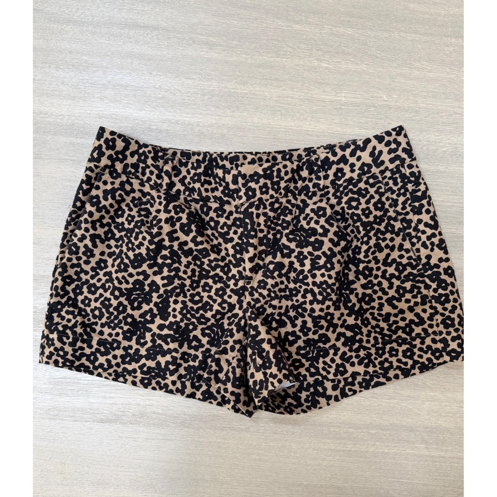 Banana Republic Ryan Fit Leopard Print Shorts Tan Black Animal Cotton Stretch 6